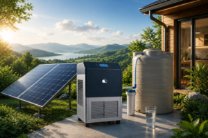Générateur eau atmosphérique et panneaux solaires